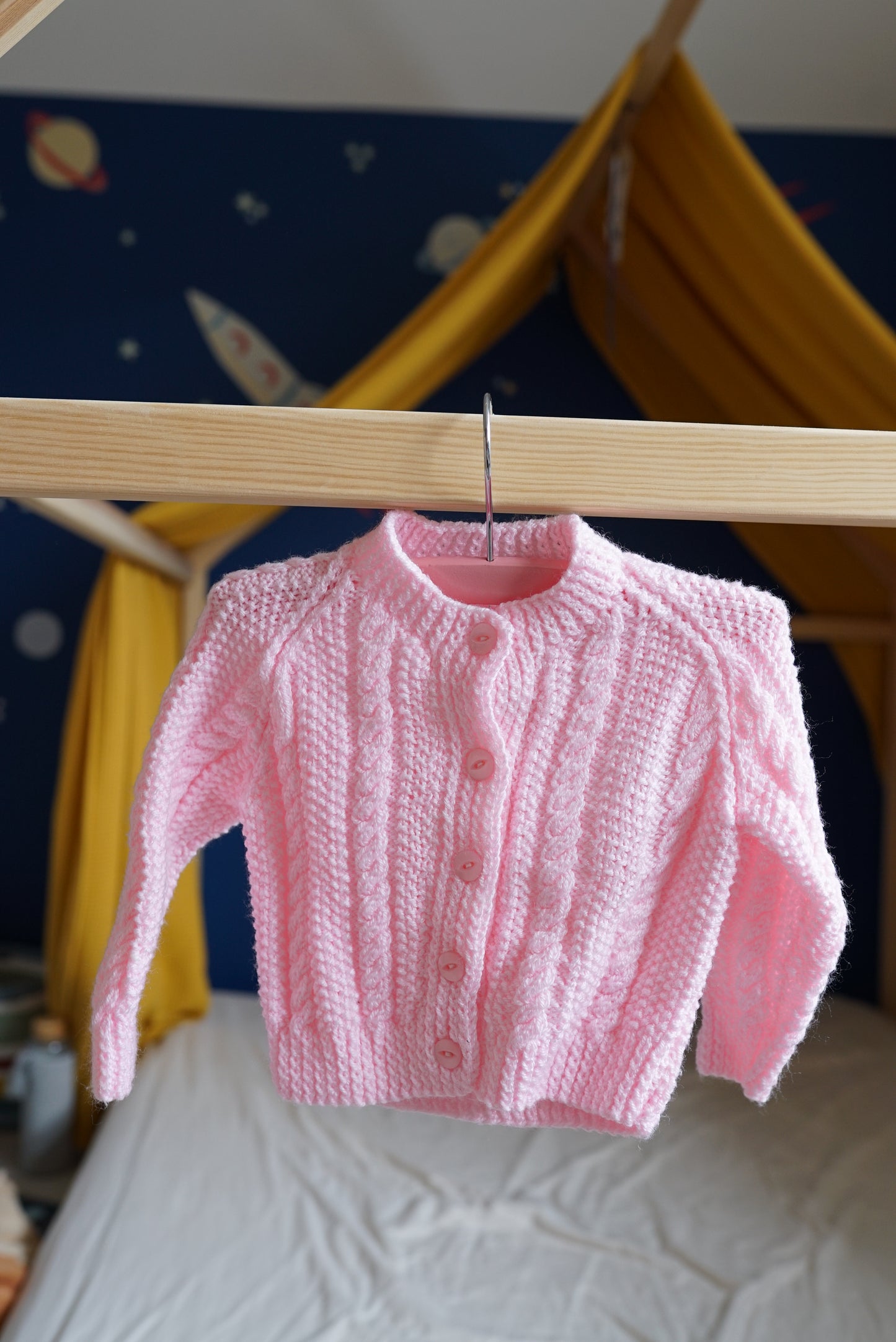 Pink baby cardigan 0-3 months