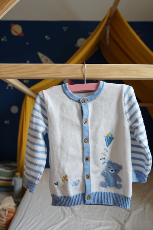 Blue teddy cardigan 9-12 months