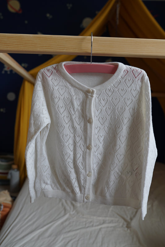 White heart shape cardigan 2-3 years