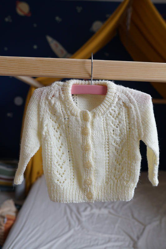 Pastel yellow baby cardigan 0-3 months
