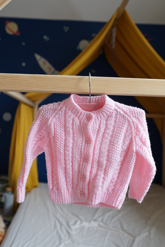 Pink baby cardigan 0-3 months